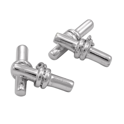 Sterling Silver Chain & Barrel Cufflinks