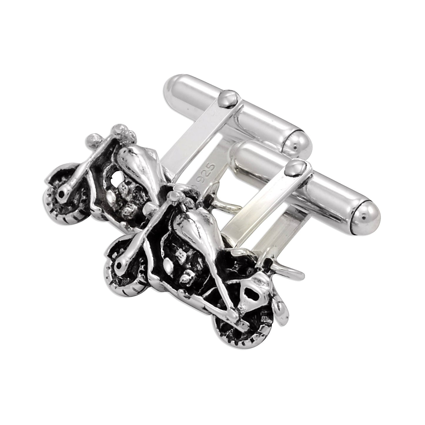 Sterling Silver Motorbike Cufflinks