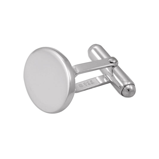 Sterling Silver Plain Oval Cufflinks