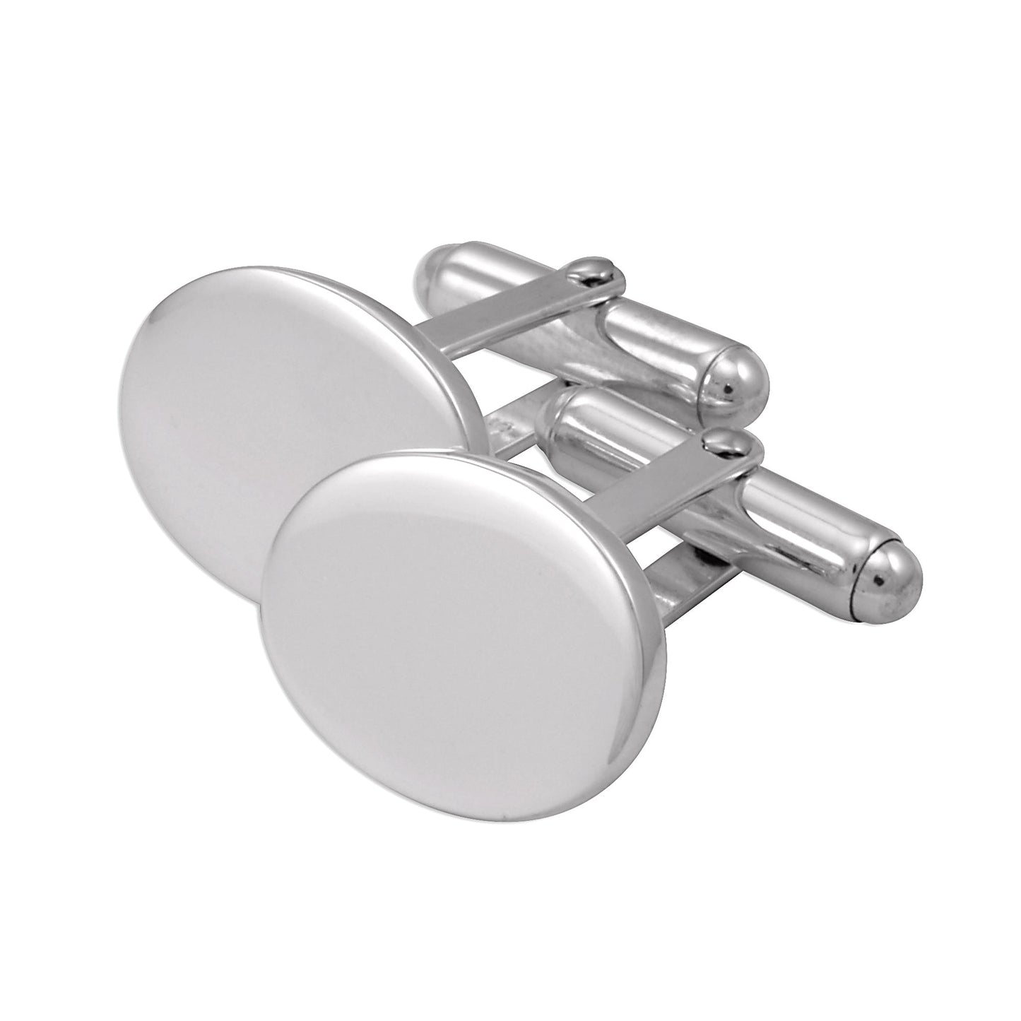 Sterling Silver Plain Oval Cufflinks