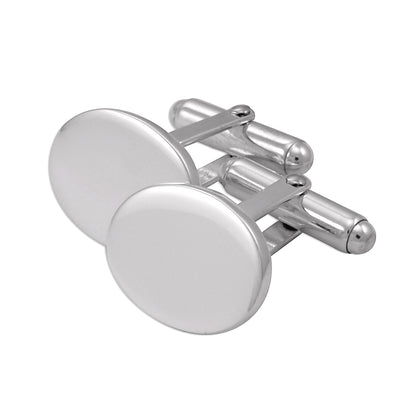 Sterling Silver Plain Oval Cufflinks