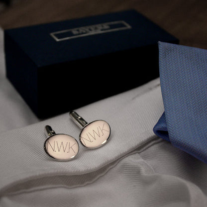 Sterling Silver Plain Oval Cufflinks
