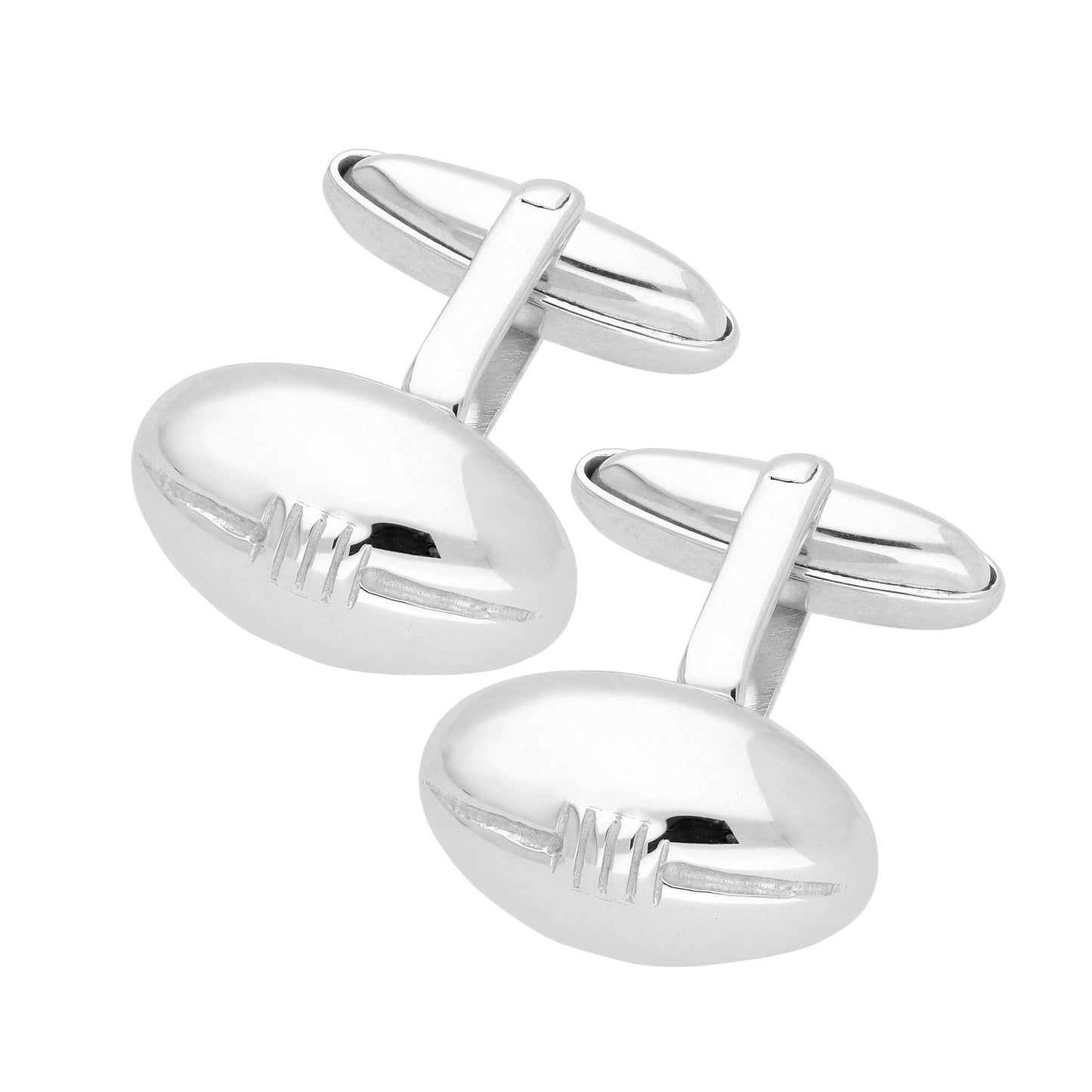 Sterling Silver Rugby Ball Push-Through Cufflinks