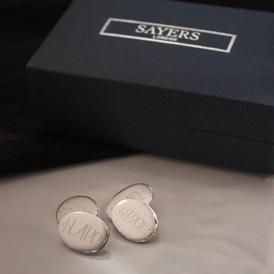 Sterling Silver Plain Double-sided Cufflinks