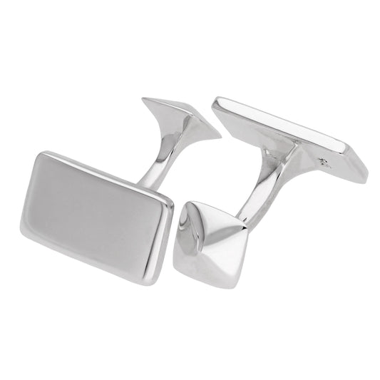 Sterling Silver Plain Rectangular Cufflinks