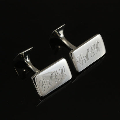 Sterling Silver Plain Rectangular Cufflinks