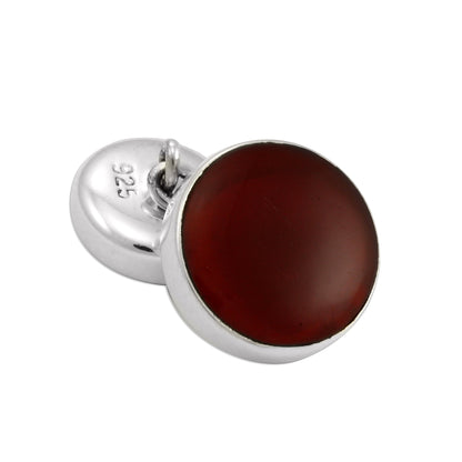 Sterling Silver Carnelian Double-sided Round Cufflinks