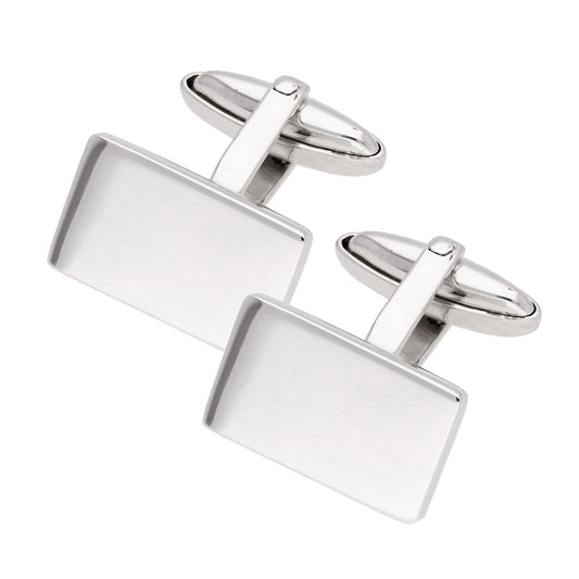 Sterling Silver Plain Rectangular Cufflinks