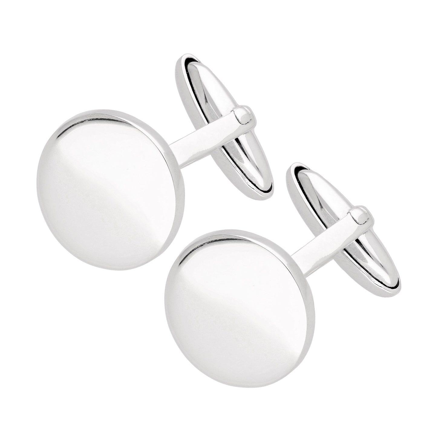 Sterling Silver Plain Round Cufflinks