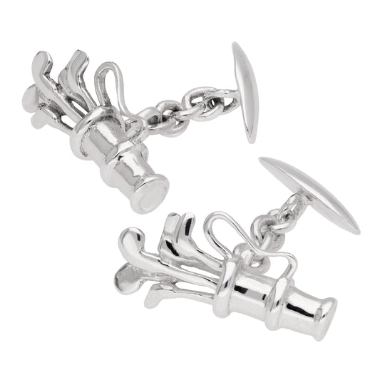 Sterling Silver Golf Bag & Clubs Cufflink