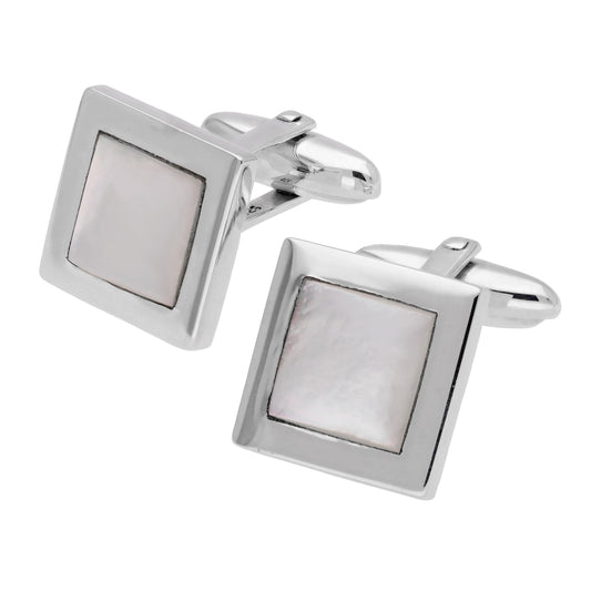 Sterling Silver Mother Of Pearl Square Cufflinks