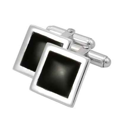 Sterling Silver Onyx Square Cufflinks