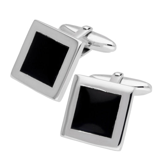 Sterling Silver Onyx Square Cufflinks