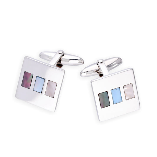 Sterling Silver Mother Of Pearl & Abalone Shell Cufflinks