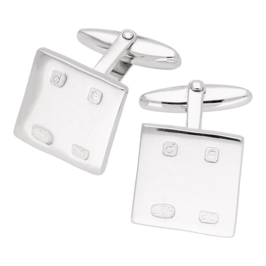 Sterling Silver Feature Hallmark Square Cufflinks