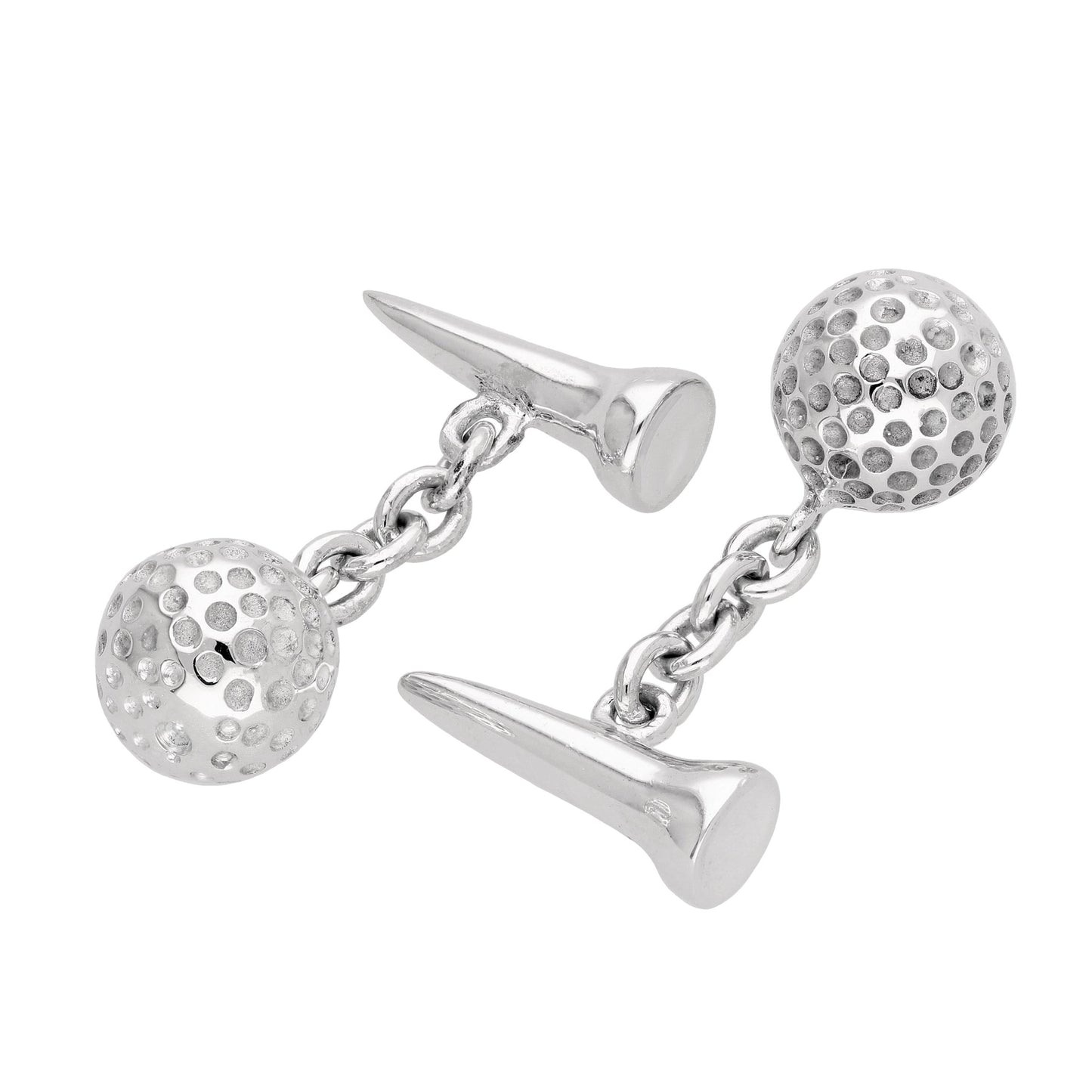 Sterling Silver Golf Ball & Tee Cufflinks