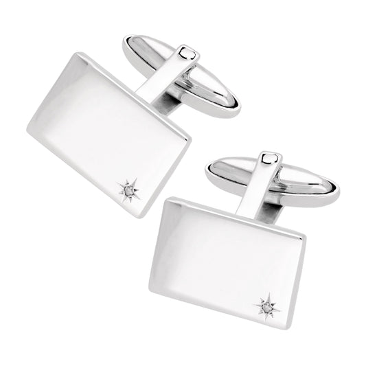 Sterling Silver Diamond Cufflinks