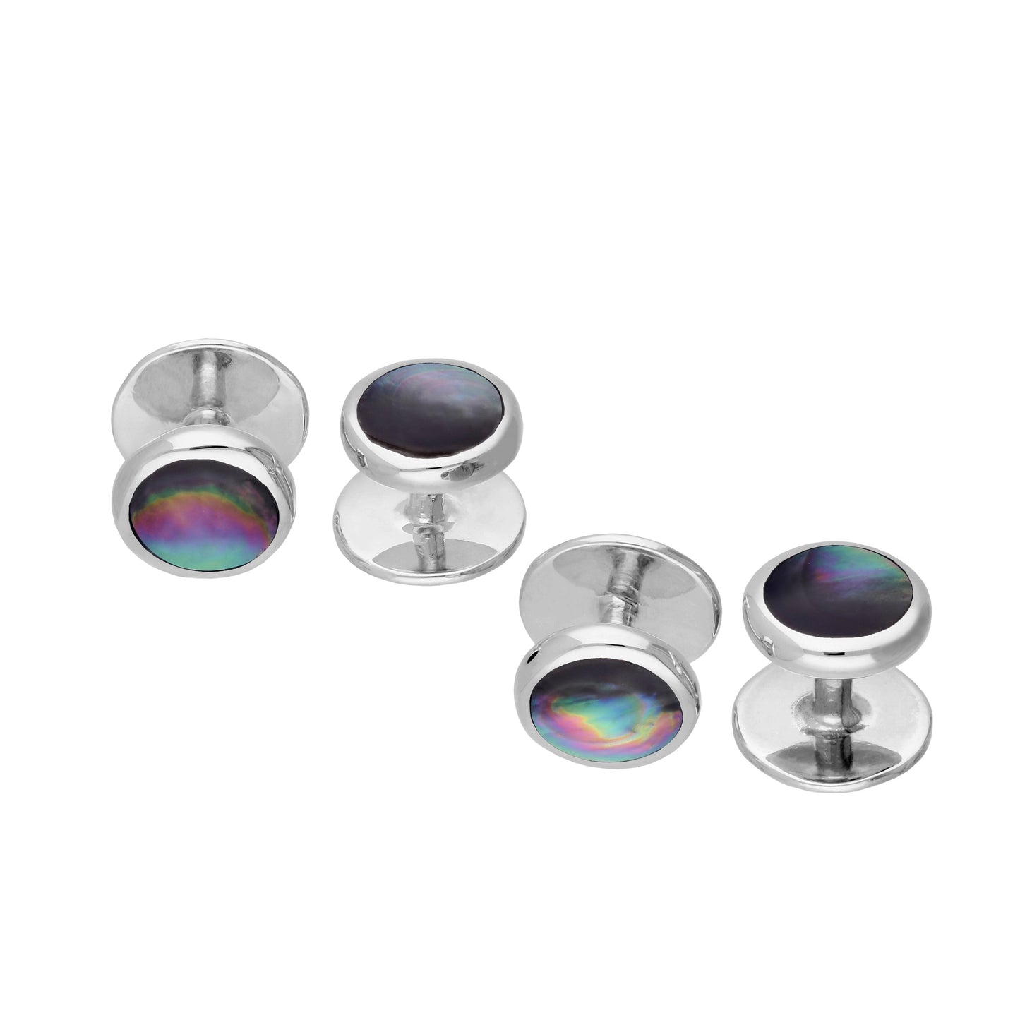 Sterling Silver Black Shell Shirt Studs