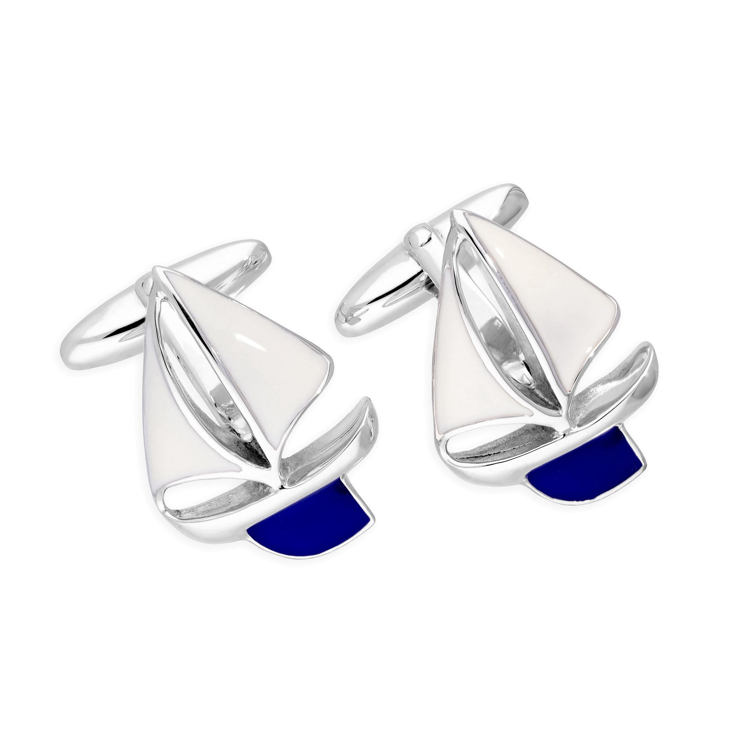 Sterling Silver Enamel Sailing Boat Cufflinks