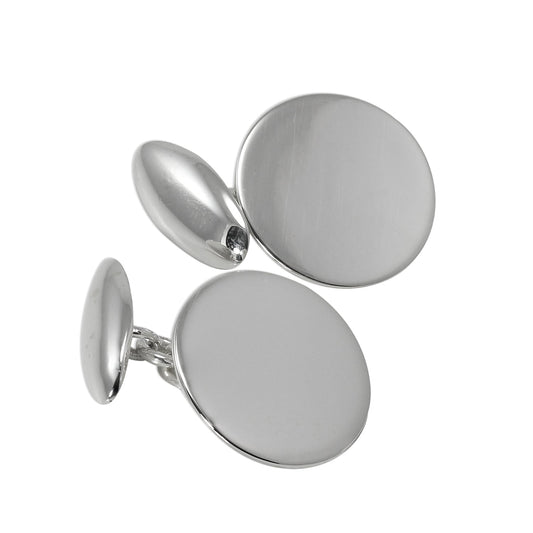 Sterling Silver Round Chain Link Cufflinks