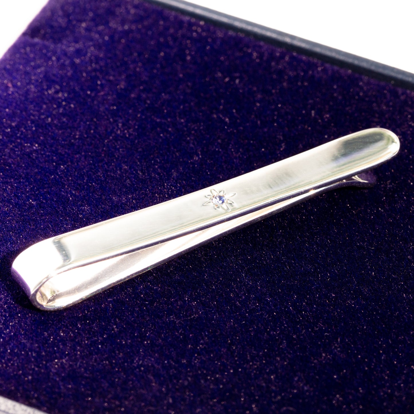 Sterling Silver & Sapphire Gemstone Tie Slide