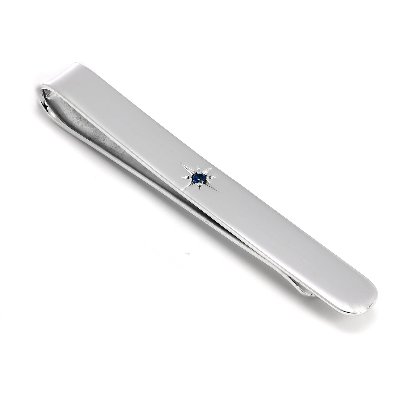 Sterling Silver & Sapphire Gemstone Tie Slide