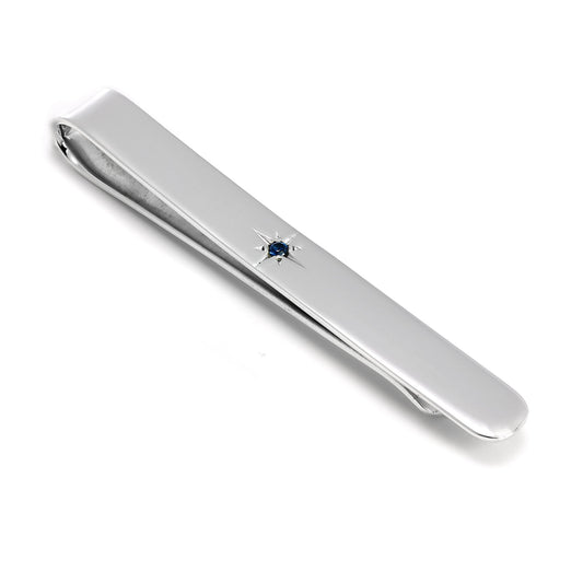 Sterling Silver & Sapphire Gemstone Tie Slide
