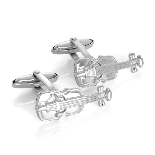 Sterling Silver Violin Cufflinks