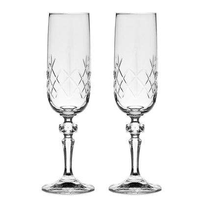 Pair of Engravable Glass Champagne Flutes