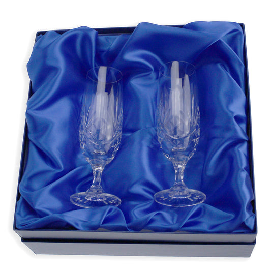 Pair of Engravable Glass Champagne Flutes