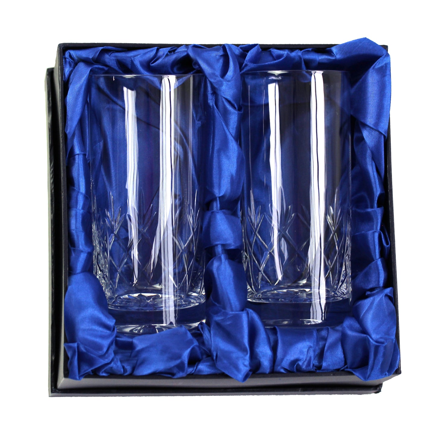Set of 2 Hand Cut Crystal Engravable High Ball Glasses