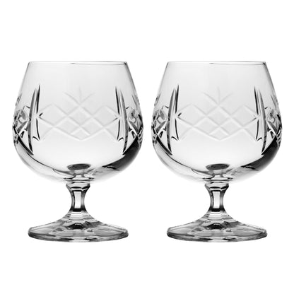 Set of 2 Large Hand Cut Crystal Engravable Brandy Glass
