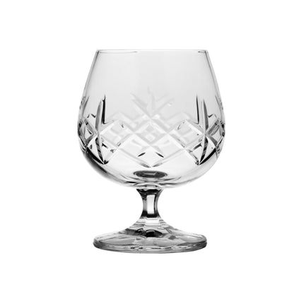 Large Hand Cut Crystal Brandy Glass