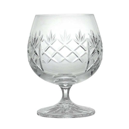 Large Hand Cut Crystal Brandy Glass