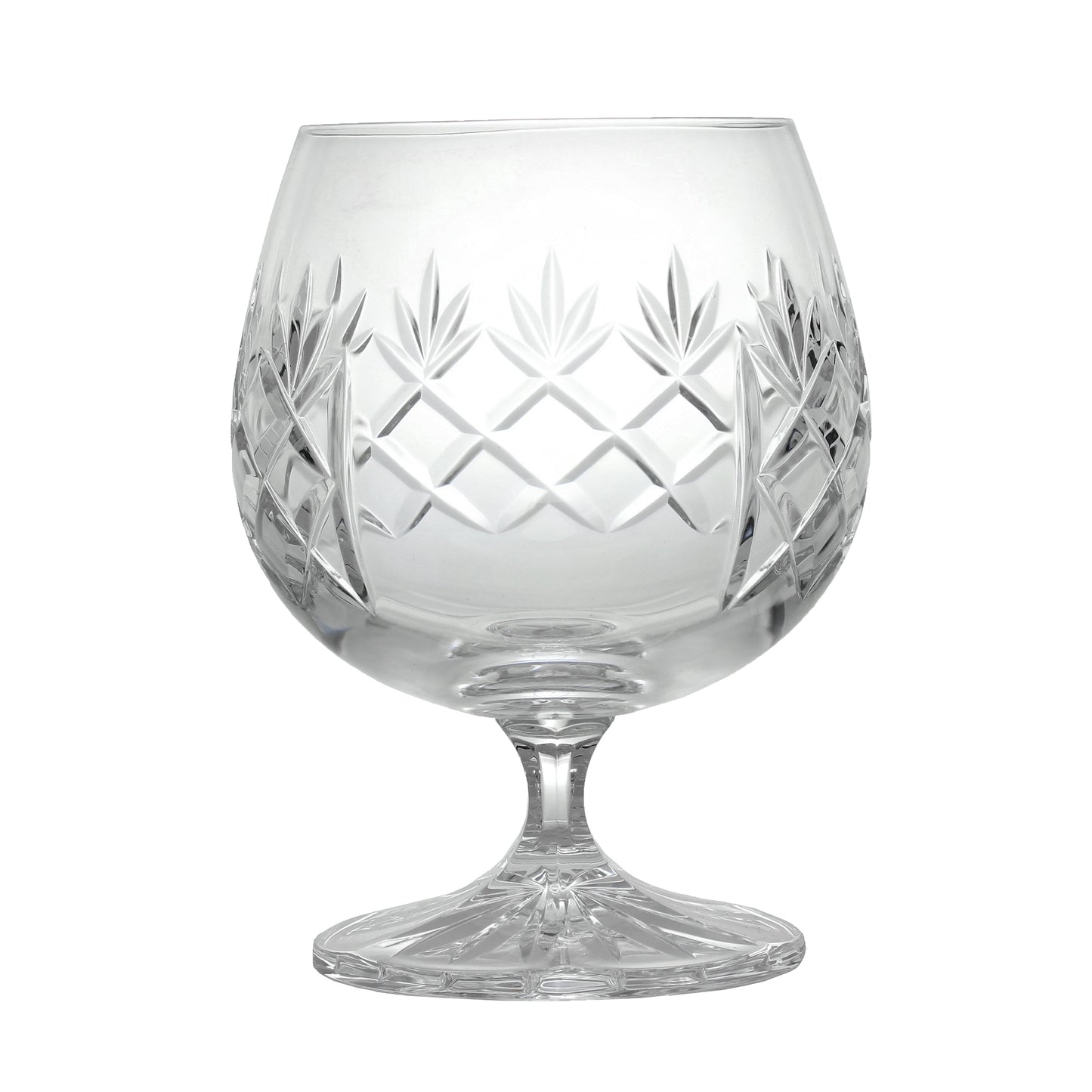 Large Hand Cut Crystal Brandy Glass