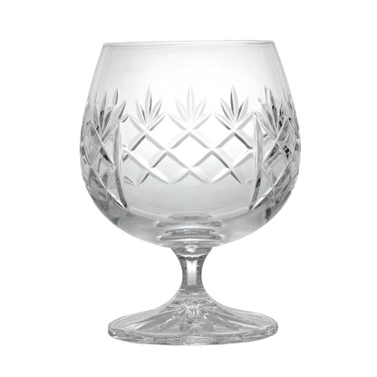 Large Hand Cut Crystal Brandy Glass