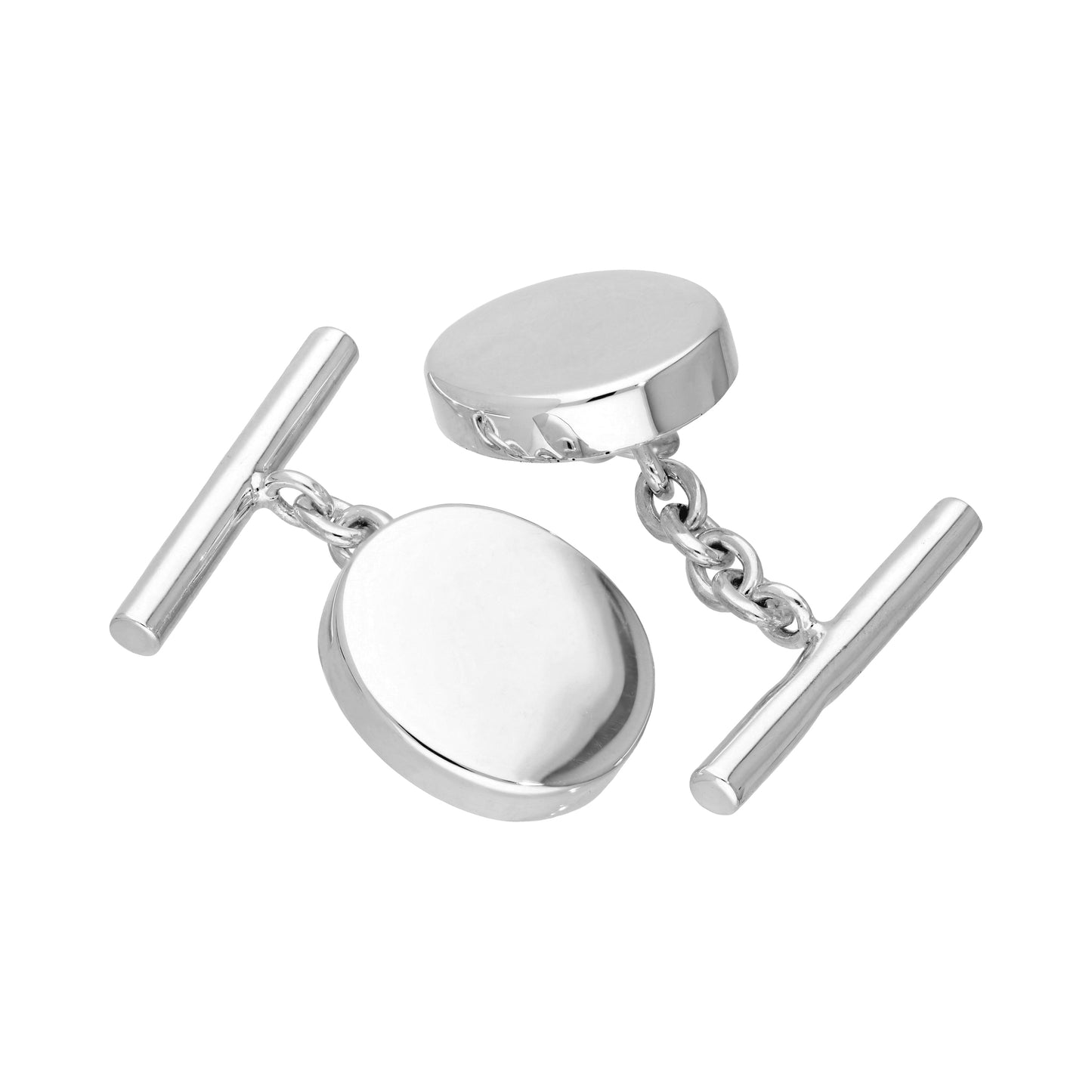 Sterling Silver Oval Chain Link Cufflinks