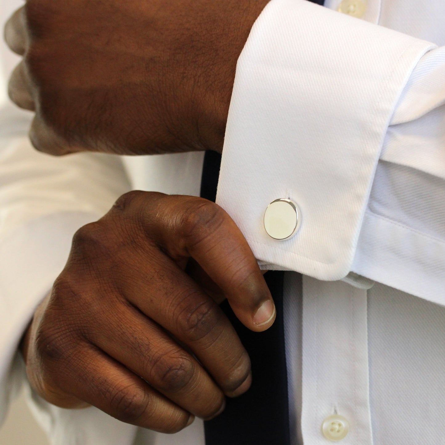 Sterling Silver Oval Chain Link Cufflinks