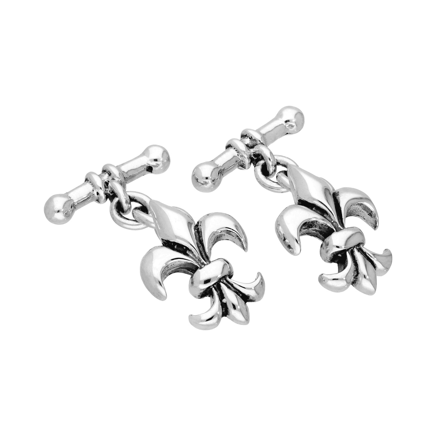 Sterling Silver Fleur-de-Lis Chain Link Cufflinks