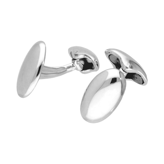 Sterling Silver Oval Swivelback Cufflinks