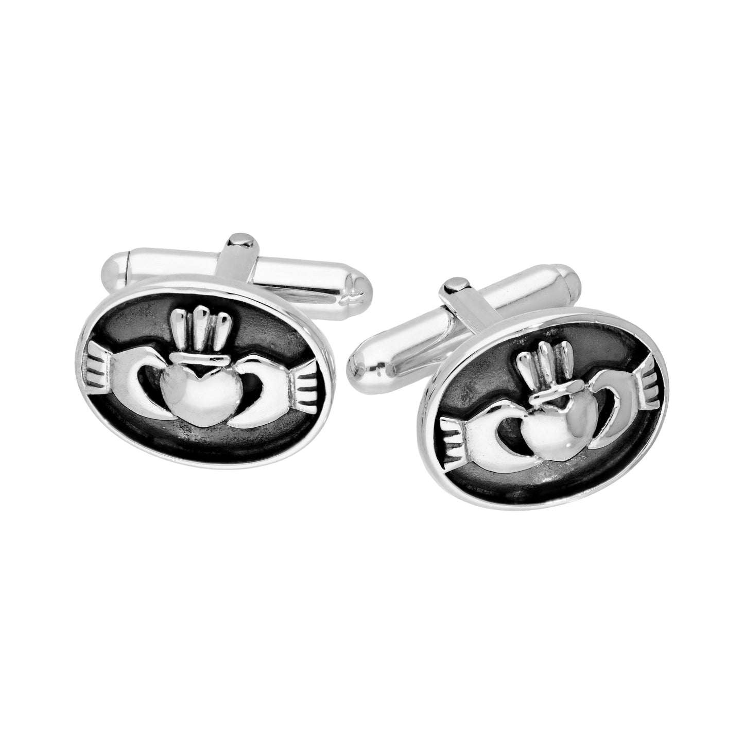 Sterling Silver Oval Claddagh Swivelback Cufflinks