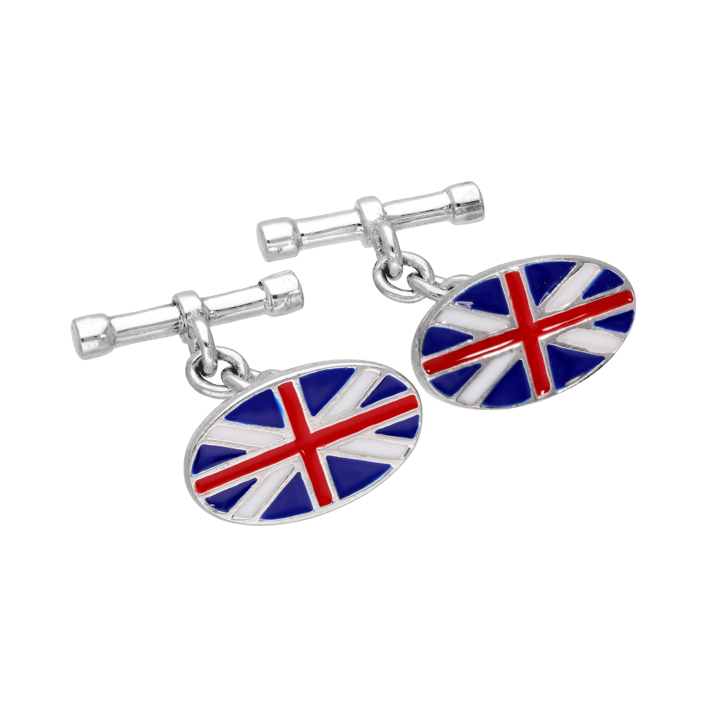 Sterling Silver Oval Union Jack Cufflinks