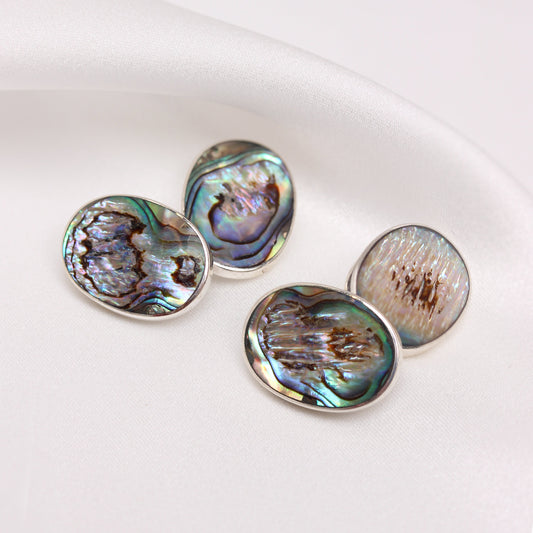 Sterling Silver & Abalone Oval Cufflinks