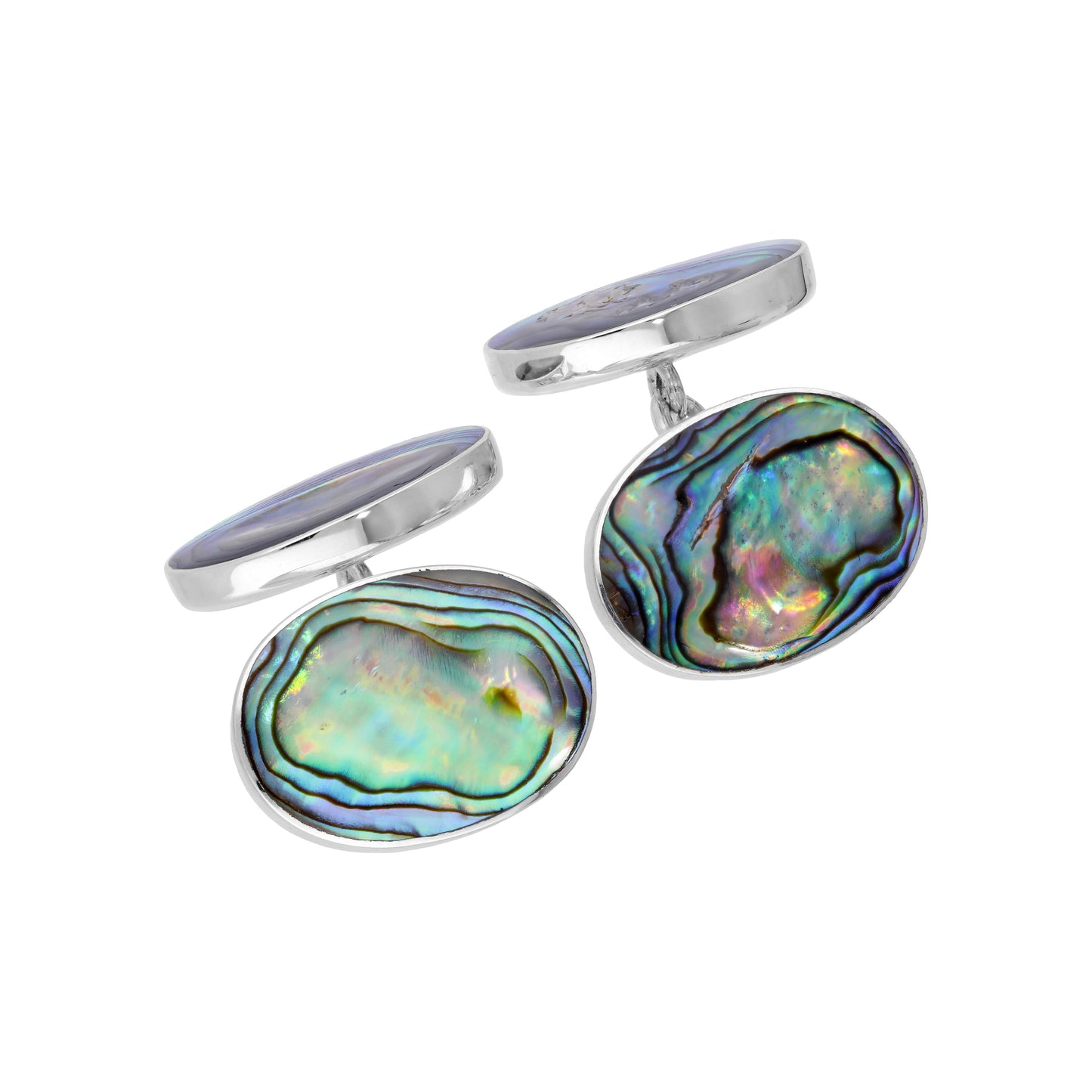 Sterling Silver & Abalone Oval Cufflinks