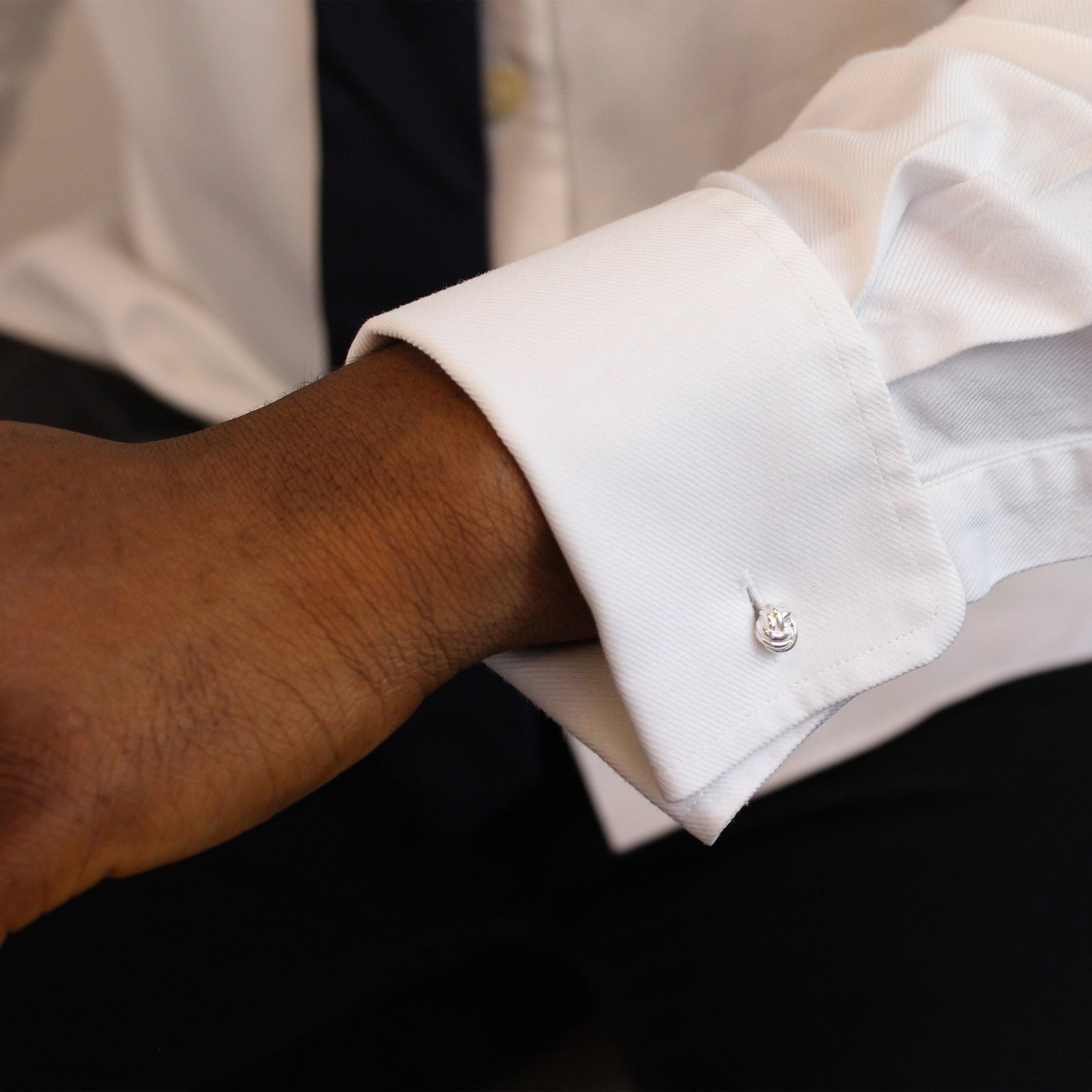 Sterling silver silk knot cufflinks