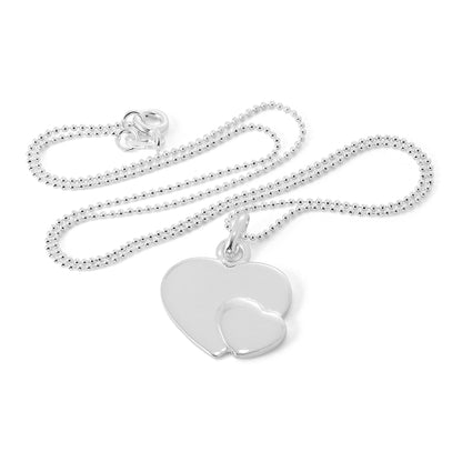Sterling Silver Double Heart Engravable Pendant