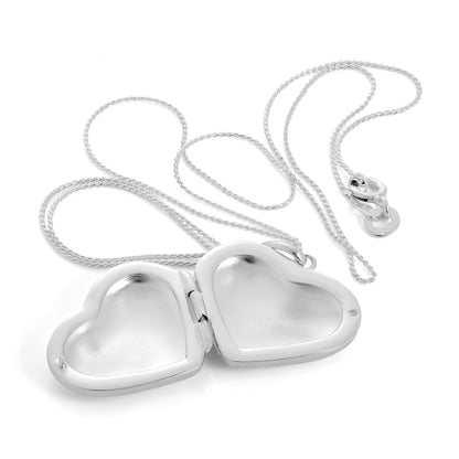 Large Sterling Silver Puffed Heart Locket Pendant Necklace 16 - 22 Inches