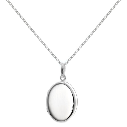 Sterling Silver Oval Locket Necklace on Chain