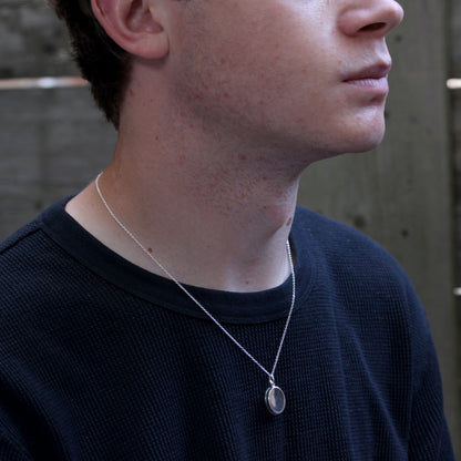 Sterling Silver Oval Locket Necklace on Chain