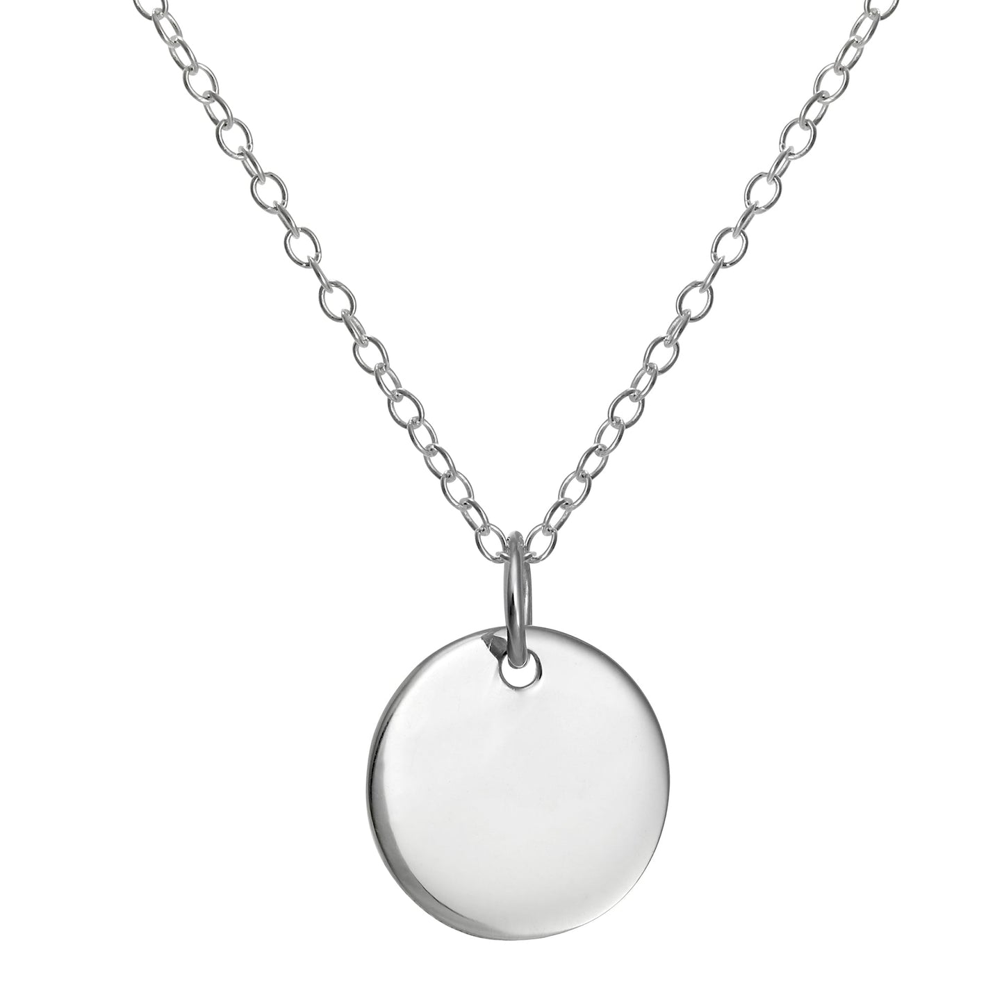 Sterling Silver Round Engravable Pendant Necklace 14-22 Inch